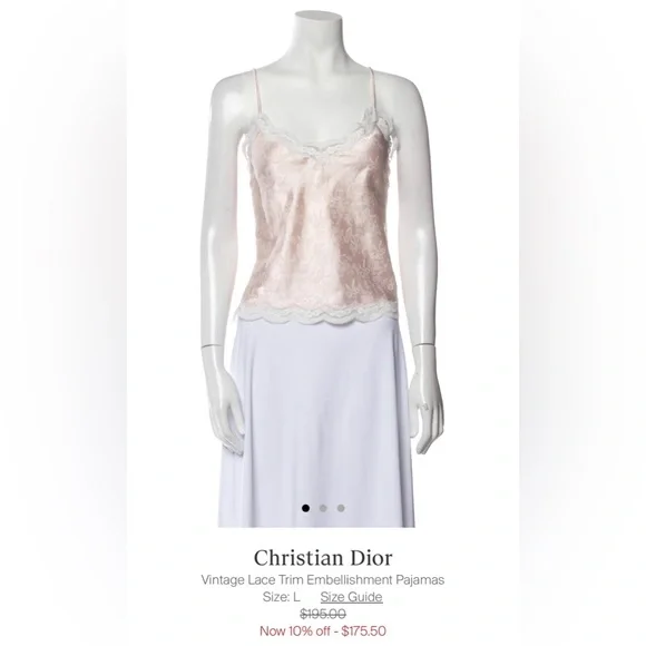 Christian Dior Vintage Lace Trim Embellished Lingerie Camisole Top - Picture 11 of 11